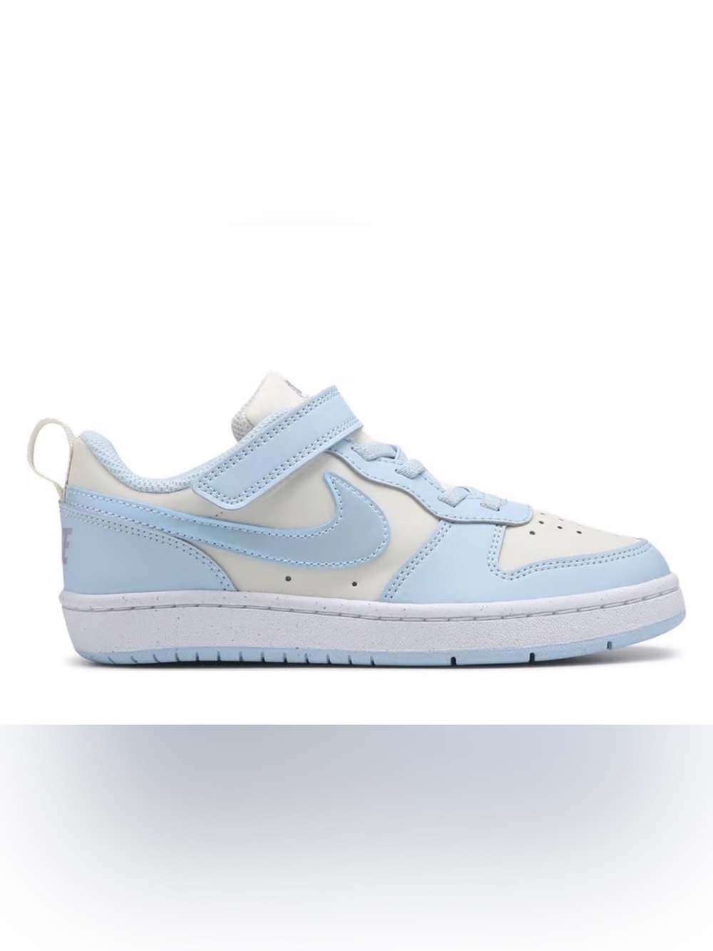 Nike Kids Light Blue and White Low-Top Sneaker with Hook-and-Loop Strap